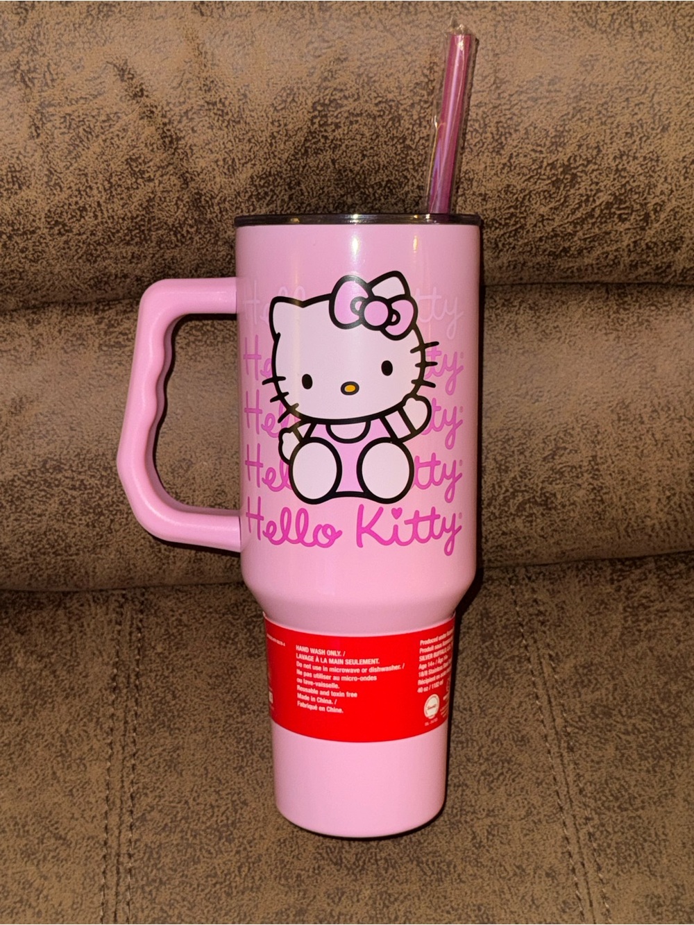 Hello Kitty 40oz Pink Stainless Steel Insulated Tumbler Handle Straw New - Picture 2 of 7